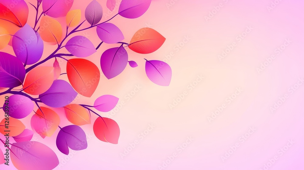 Aufkleber vibrant gradient background with colorful autumn leaves creating a serene atmosphere