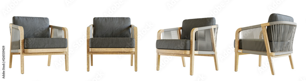 Poster armchair set isolated on transparent background. 3d render.