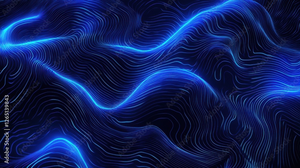 Aufkleber abstract background with blue glowing neon lines and bokeh lights. data transfer concept. digital wa