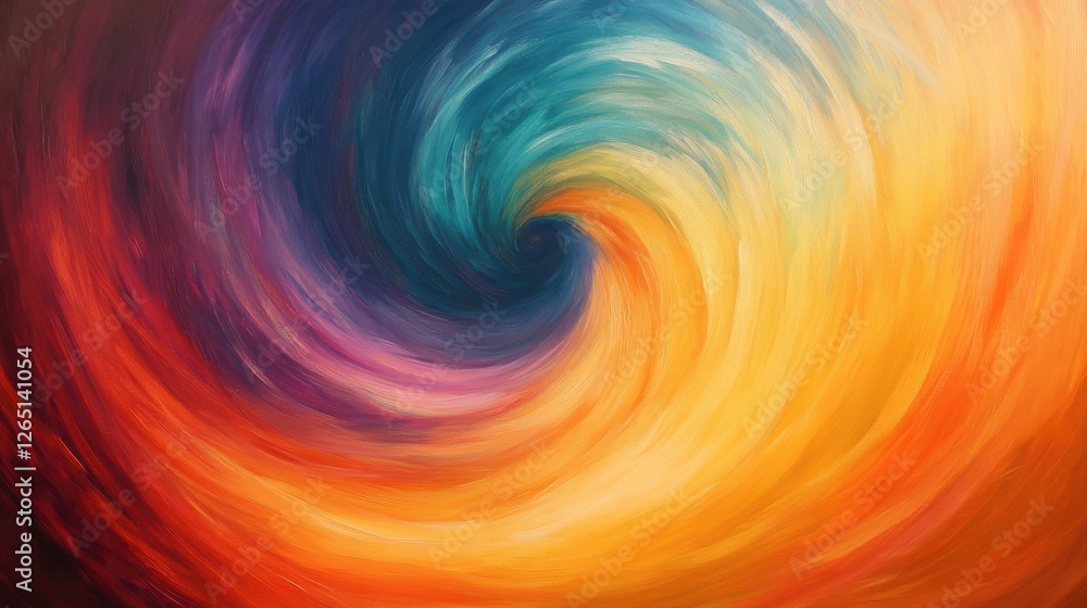 Poster abstract vibrant swirling colors blending harmoniously, creating dynamic movement on a warm gradient