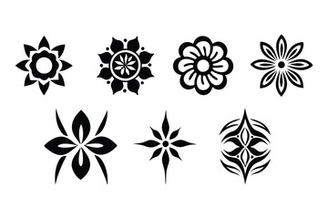 Fototapeta premium set of black and white flowers, diverse-sets-of-tattoo-style-vector-illustrations-