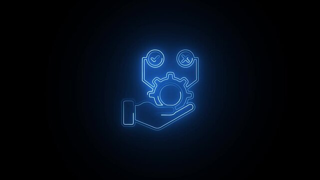 Glowing neon Testing icon isolated on black background. HD Video motion graphic animation