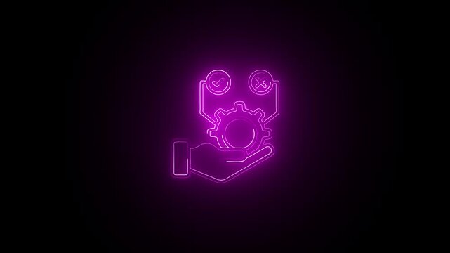 Glowing neon Testing icon isolated on black background. HD Video motion graphic animation