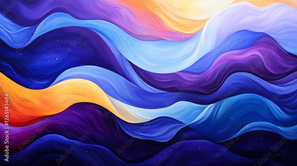 Poster abstract waves of vibrant color flowing seamlessly across the canvas, creating a serene atmosphere