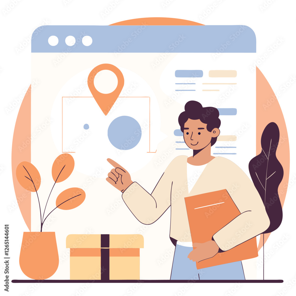 Poster a professional illustration showing a diverse group of individuals in a modern office environment di