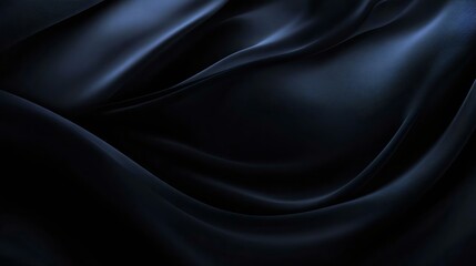 Obraz premium Elegant deep black silk fabric with smooth waves, ideal for backgrounds, textures, and fashion design.