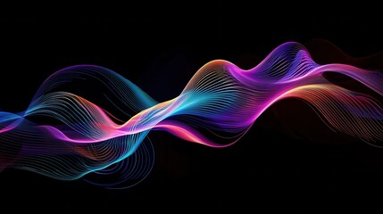 A dynamic graphic with colorful lines that swirl and change shape, creating a sense of movement and energy.