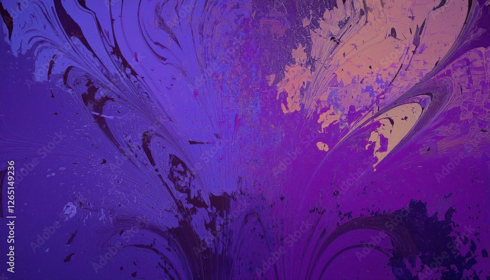 Poster abstract purple and blue paint splash with dynamic motion, artistic swirl pattern for modern wall de