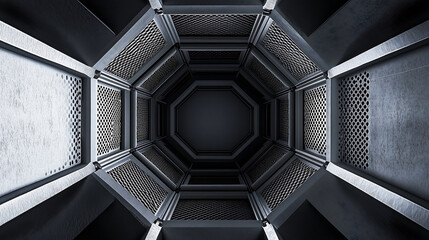 Futuristic Hexagonal Tunnel Background for Sci-Fi, Cyberpunk, and Digital Design | Used in: Websites, Gaming, Wallpapers, UI/UX, Visual Effects