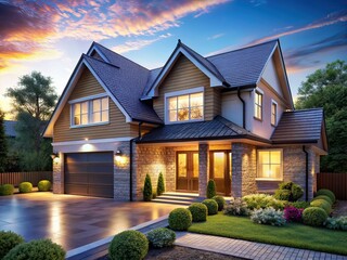 Modern House Exterior, Rule of Thirds, Neubau, Photography, Architecture, New Home Design, German House,  Exterior Shot, Photorealistic