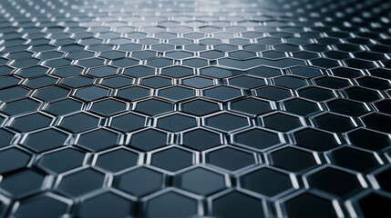 Fototapeta premium Metallic Hexagonal Grid Background for Futuristic Design, Technology, and Digital Art | Used in: Websites, UI/UX, Branding, Wallpapers, Graphic Design