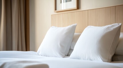 A bed with two white pillows on it