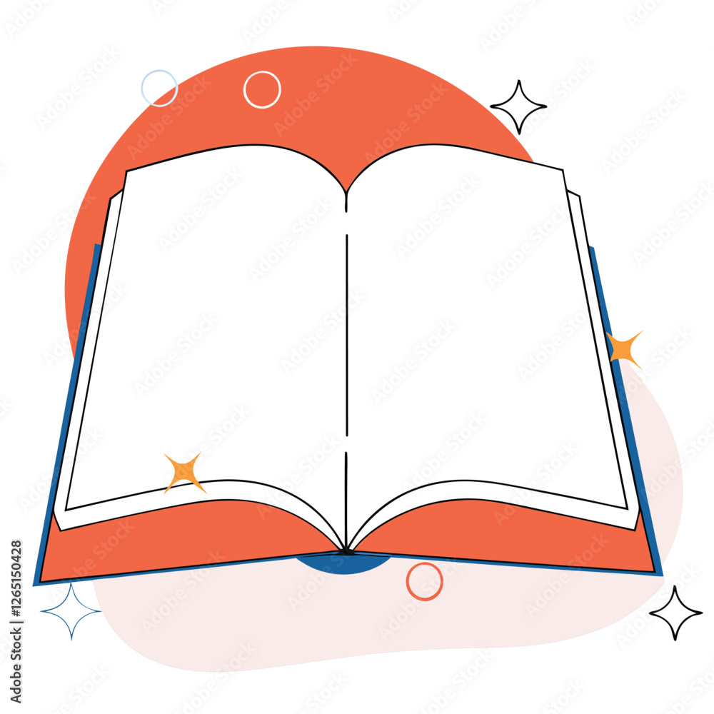 Poster an artistic interpretation of an open book on a geometric background. this illustration embodies cre
