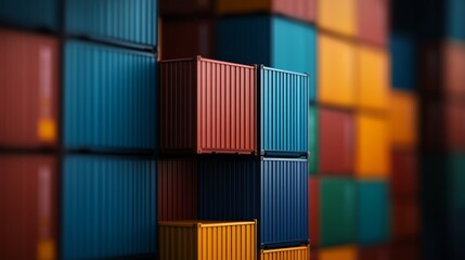 Fototapeta premium A stack of blue and red containers