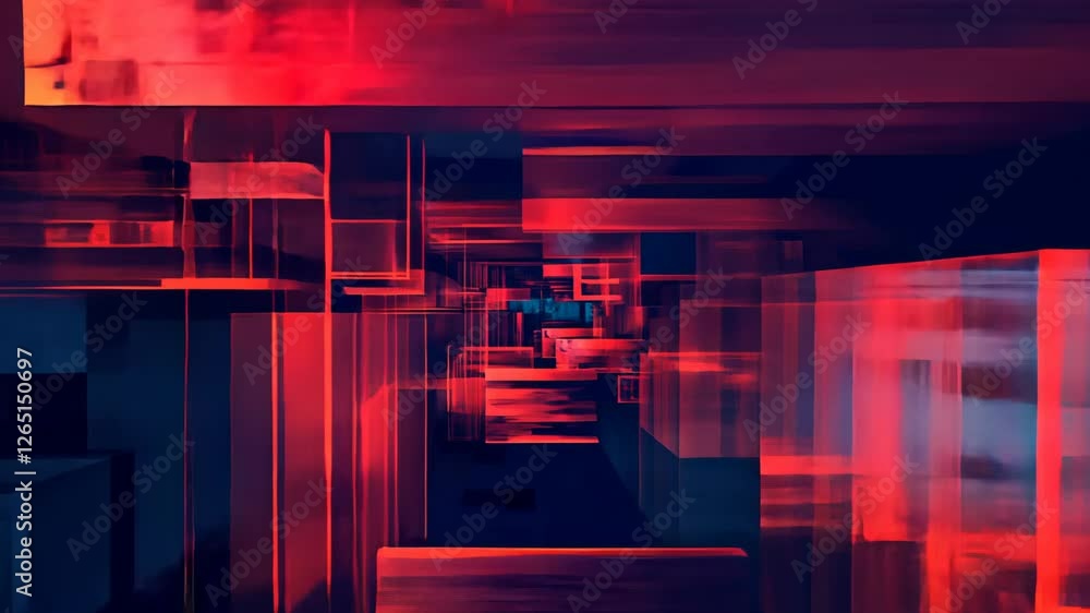 Aufkleber bright red and blue elements intertwine, creating a vibrant display of urban architecture and energy