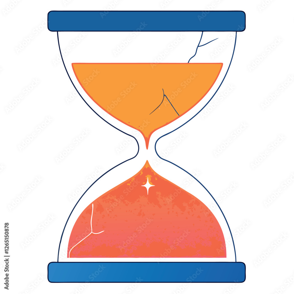 Poster this image features an artistic representation of an hourglass with distinct blue tones, emphasizing