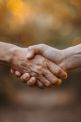 Firm Handshake Emphasizing Trust and Reliability in Partnerships and Agreements