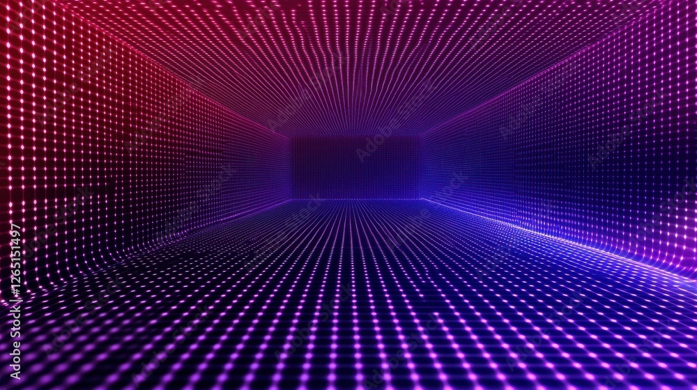 Poster abstract cyber space environment background. digital particles grid virtual reality. graphic concept
