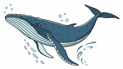 Fototapeta premium Stylized Illustration of a Majestic Whale Swimming Through the Ocean