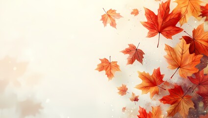 Autumn/falls background with falling leaves and copy space