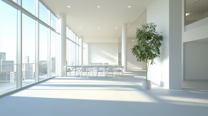 Fototapeta premium Modern Open Office Space with Minimalist Design and Natural Light