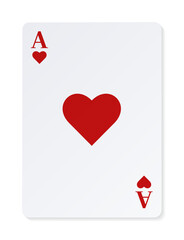 Playing card Ace of Hearts. 