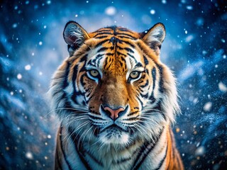 Sleek Saber-Tooth Tiger: 4K Animated Macro Snowstorm Wallpaper Loop