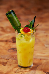 Stylish Alcoholic Cocktail on a Wooden Background