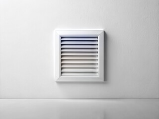 Slowly Closing White Air Vent on White Wall - Minimalist Abstract Background