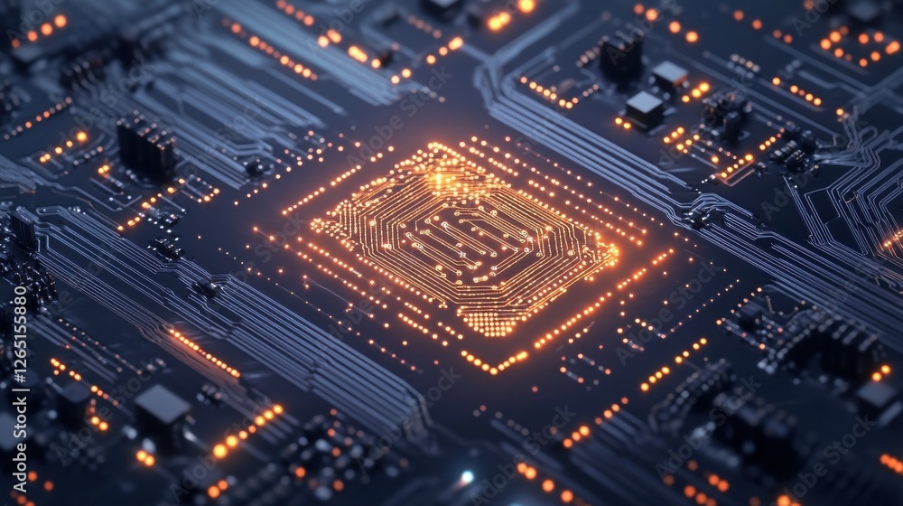Poster abstract artificial intelligence circuit board with futuristic technology background