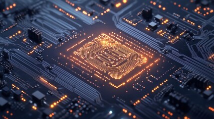 Fototapeta premium Abstract Artificial Intelligence Circuit Board with Futuristic Technology Background