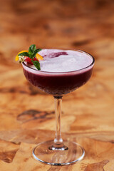 Stylish Alcoholic Cocktail on a Wooden Background
