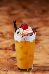 Stylish Alcoholic Cocktail on a Wooden Background