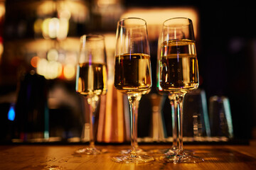 Elegant Wine Glasses with Wine on a Table