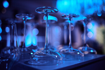 Empty Elegant  Beautiful Wine Glasses
