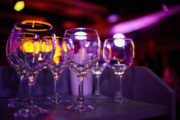 Empty Elegant  Beautiful Wine Glasses
