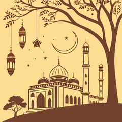 Ramadan & Eid Mubarak vector illustration 