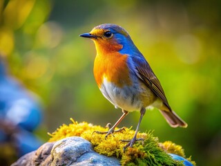 Solitary Bird Perched on Rock, Wildlife Photography, Nature Scene, Copy Space