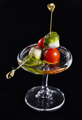 Caprese Skewers with Pesto in a Glass