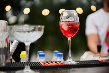 Elegant Wine Glasses with Wine on a Table