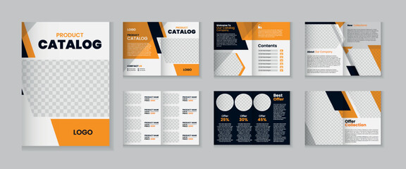 Modern company product catalogue design template, clean furniture catalog brochure design