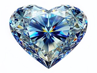 Fototapeta premium Sparkling Diamond Heart Macro Shot - Isolated White Background