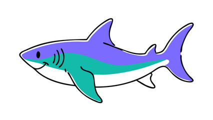 Fototapeta premium Colorful shark character gliding through the sea, embodying a lighthearted ocean vibe 
