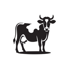 Cow silhoutee vector illustration on white 
