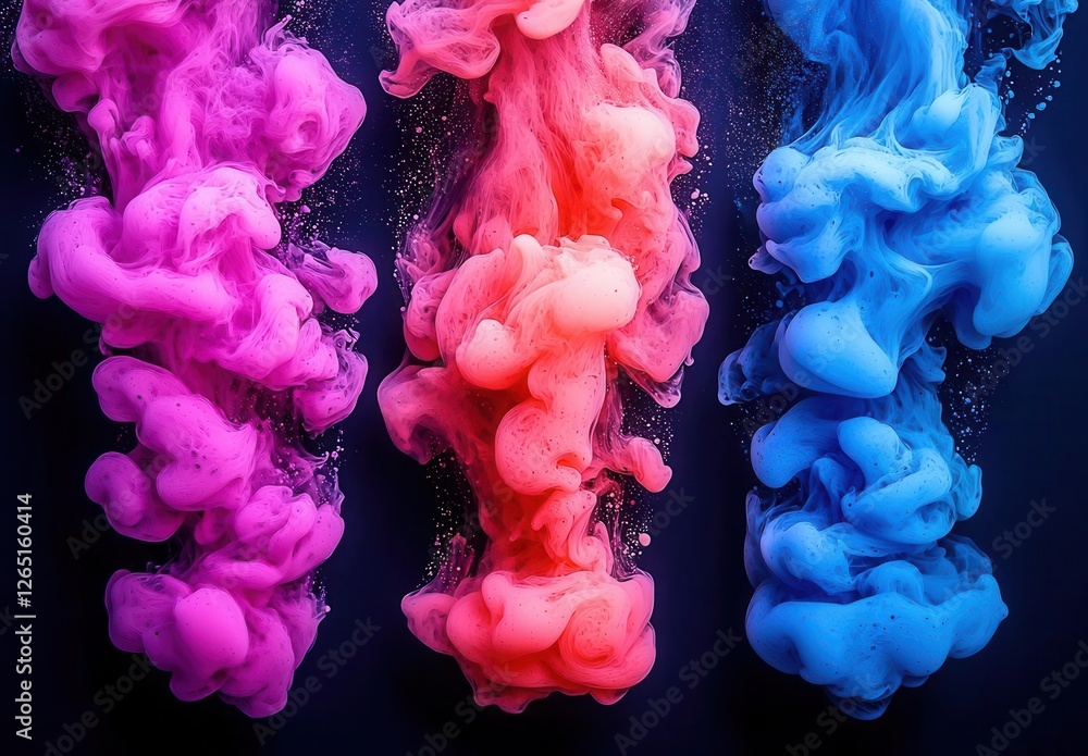 Poster vibrant swirls of colorful ink creating dynamic patterns in water. a stunning display of fluid motio