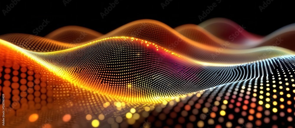 Poster this vibrant abstract image showcases colorful waves of light and dots, creating a mesmerizing patte