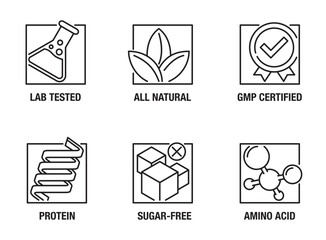 General features square icons for food dietary supplement labeling