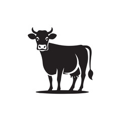 Cow silhoutee vector illustration on white 