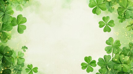 A serene background featuring clover leaves, creating a natural and fresh atmosphere, perfect for themes of luck and nature.
