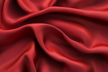 Obraz premium Luxurious red fabric with soft folds in close-up. AI image